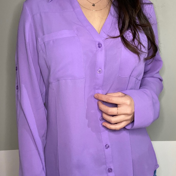 Purple button up blouse - Picture 1 of 6